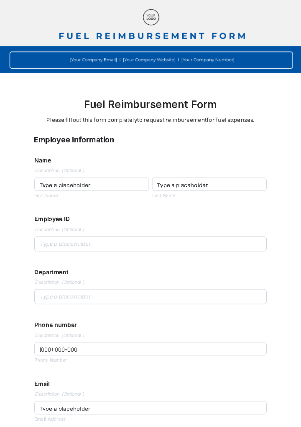 Fuel Reimbursement Form Template - Edit Online & Download