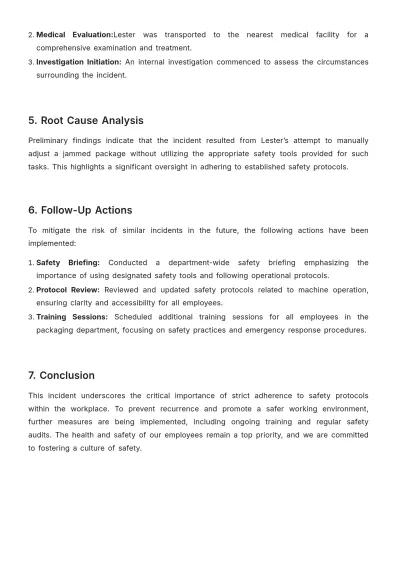 Free Sample Employee Injury Report Template to Edit Online