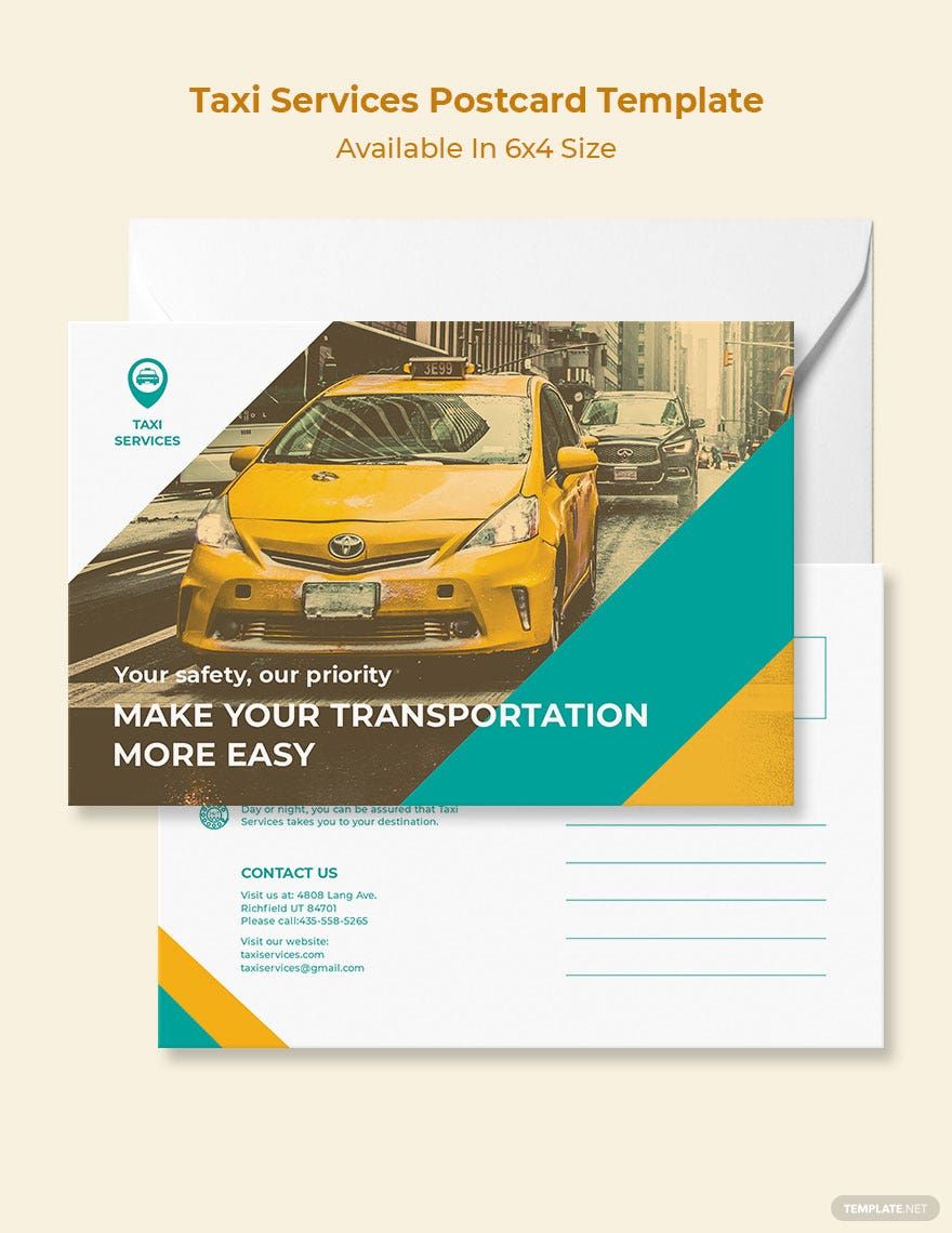 Free Taxi Services Postcard Template