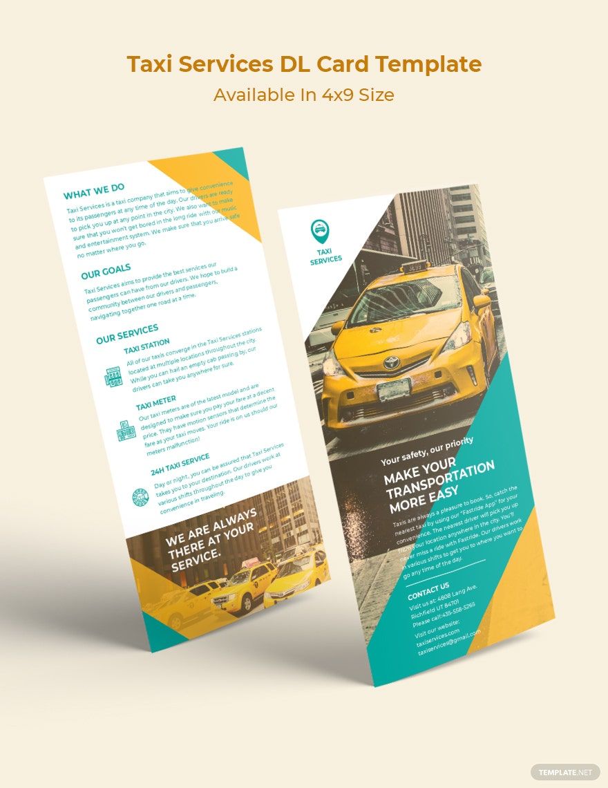 Taxi Services DL Card Template