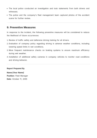 Free Employee Vehicle Accident Report Format Template to Edit Online
