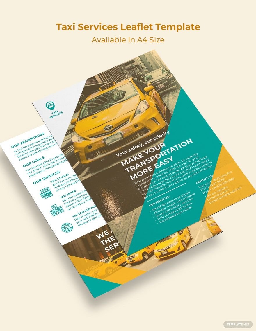 Taxi Services Leaflet Template
