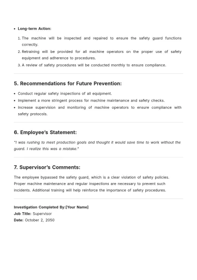 Free Supervisor???s Accident Investigation Report Template to Edit Online