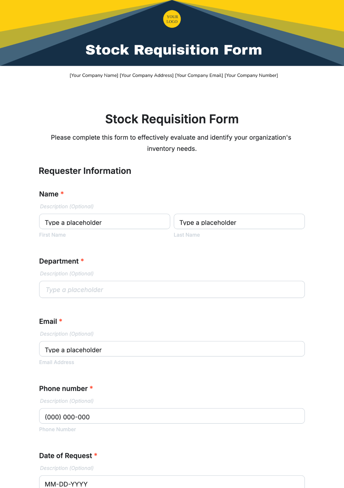 Stock Requisition Form Template - Edit Online & Download