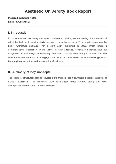 Free Aesthetic University Book Report Template to Edit Online