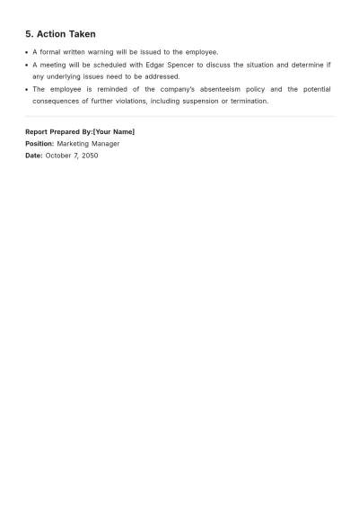 Free Employee Absenteeism Incident Report Template to Edit Online