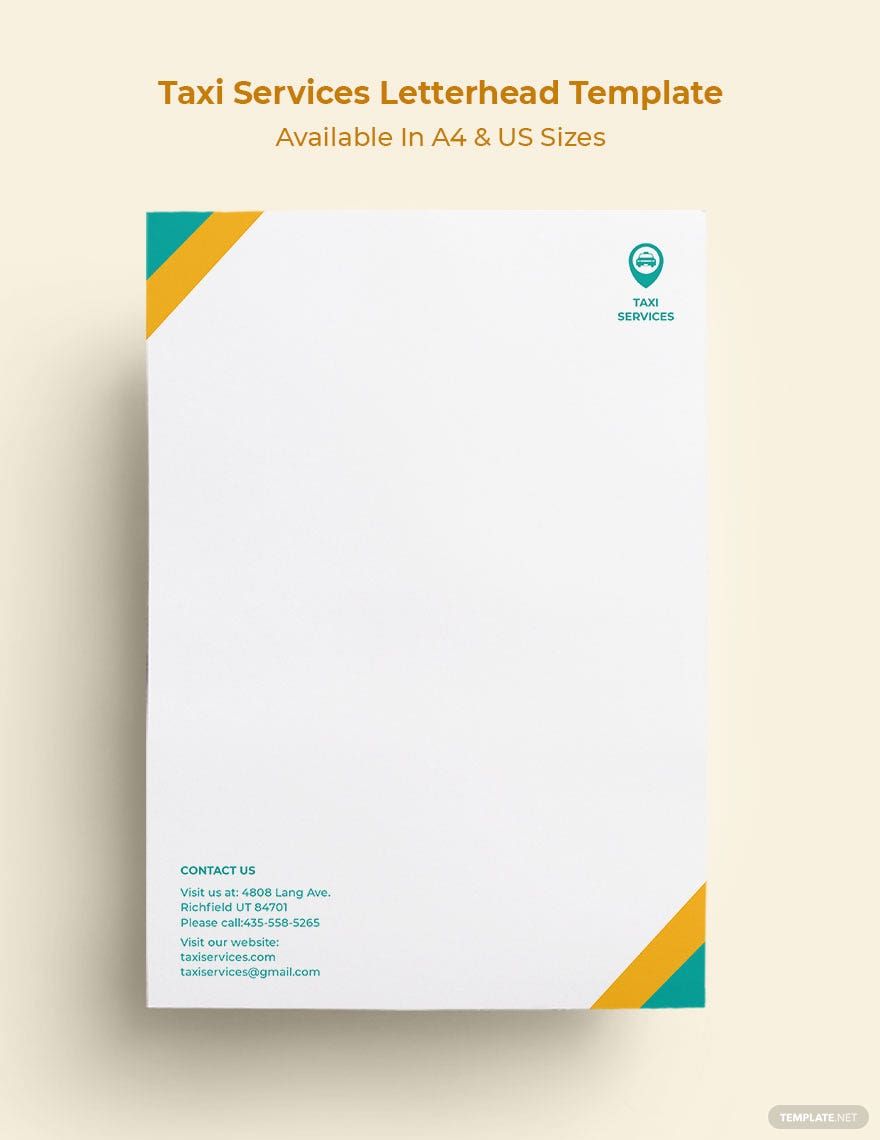 Taxi Services Letterhead Template