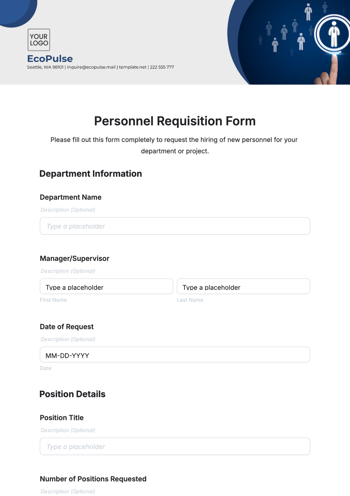 Personnel Requisition Form Template - Edit Online & Download