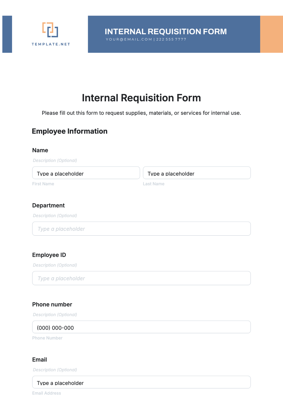 Internal Requisition Form Template - Edit Online & Download