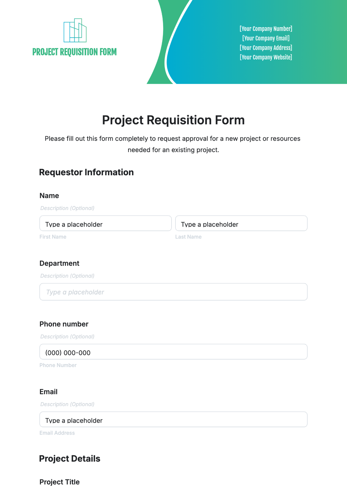 Project Requisition Form Template - Edit Online & Download