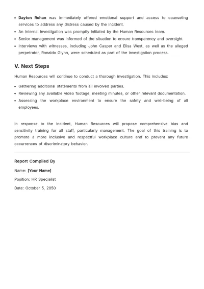 Free Racial Employee Discrimination Incident Report Template to Edit Online