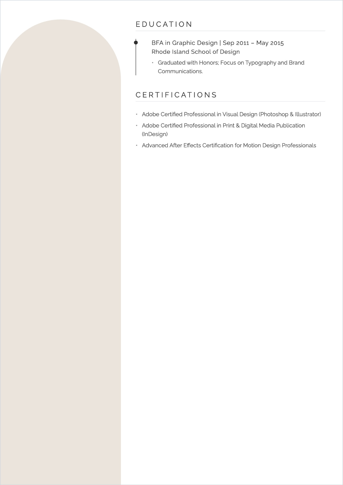 Free Graphic Artist ATS CV Template, AI Resume Builder