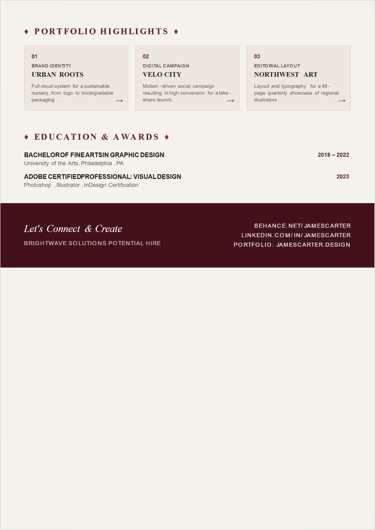 Free Graphic Artist CV Template to Edit Online