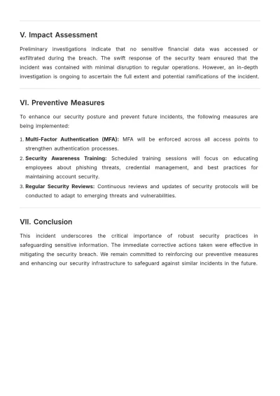 Free Employee Professional Security Incident Report Template to Edit Online