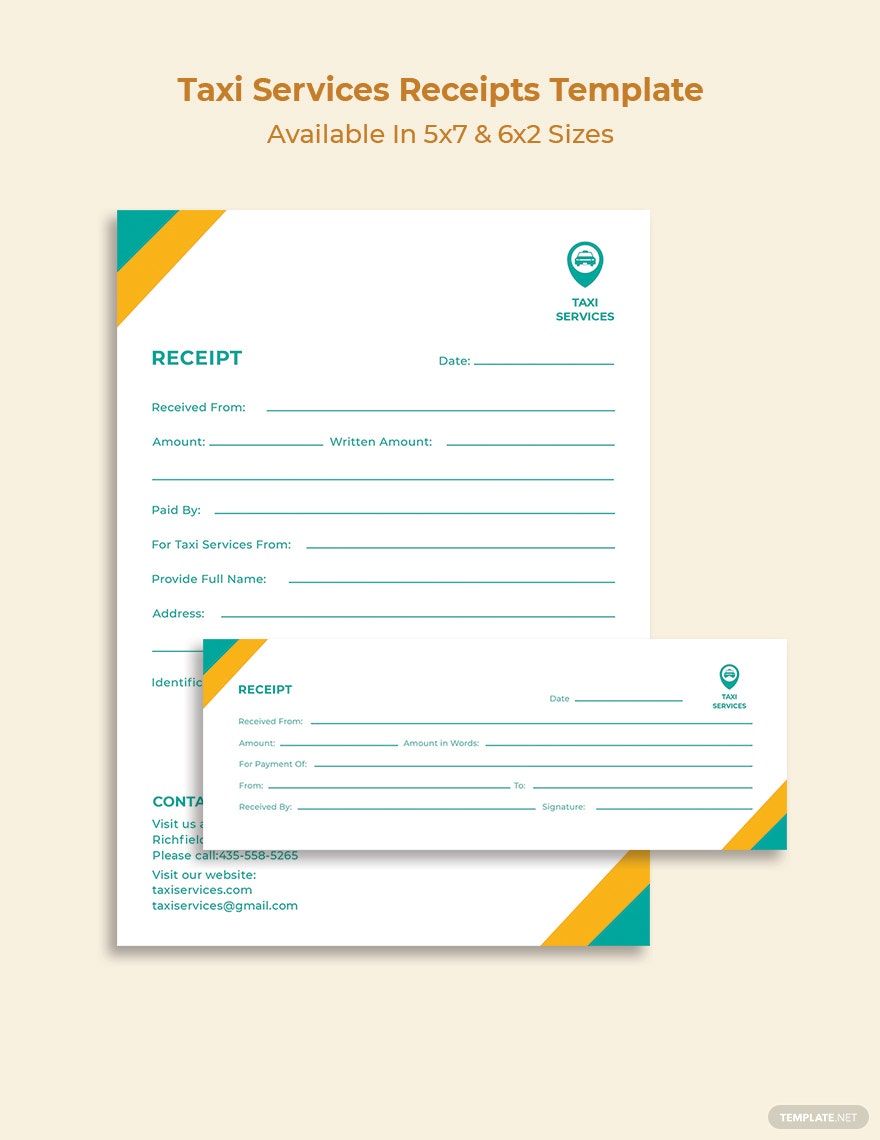 Taxi Services Receipt Template