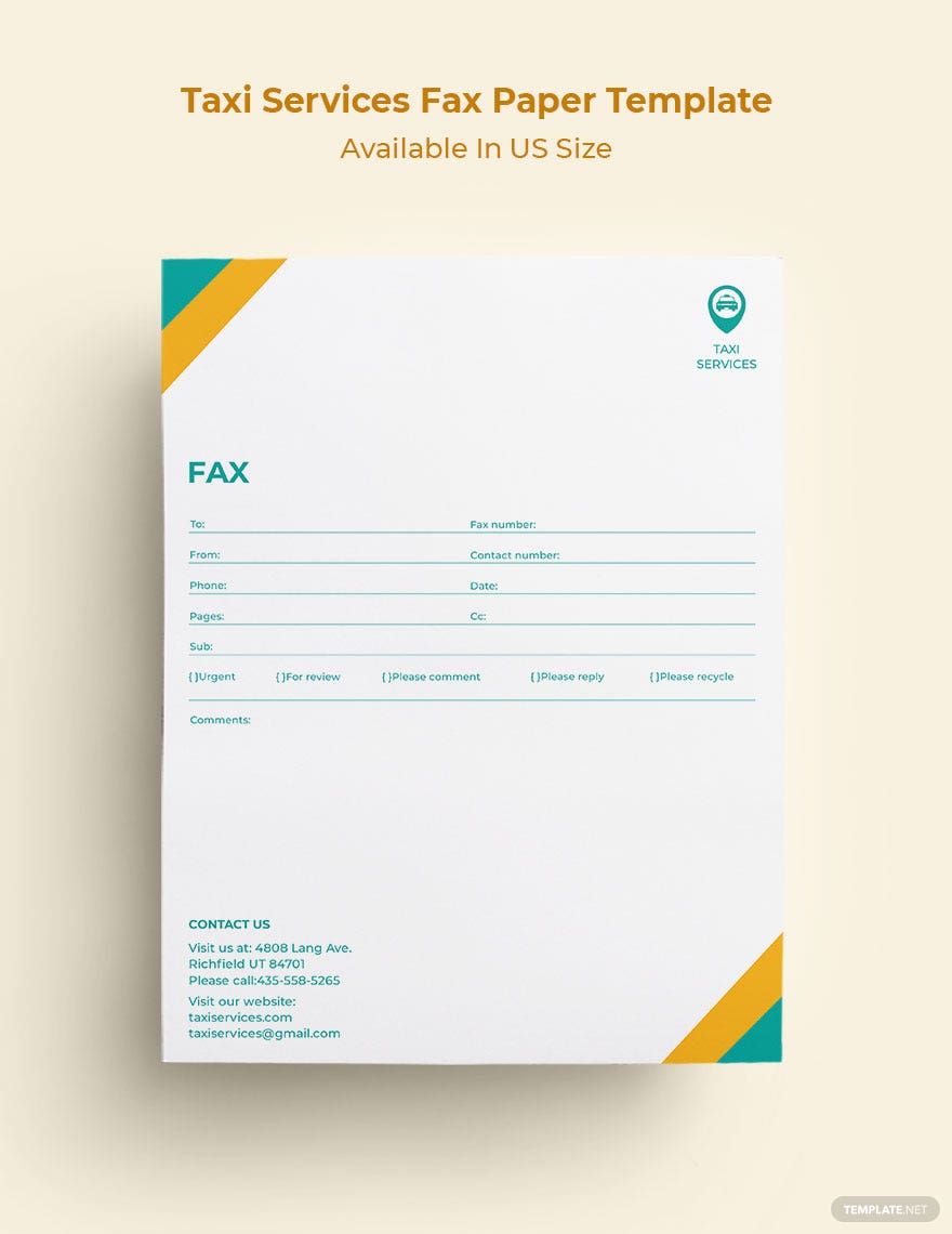 Free Taxi Services Fax Paper Template