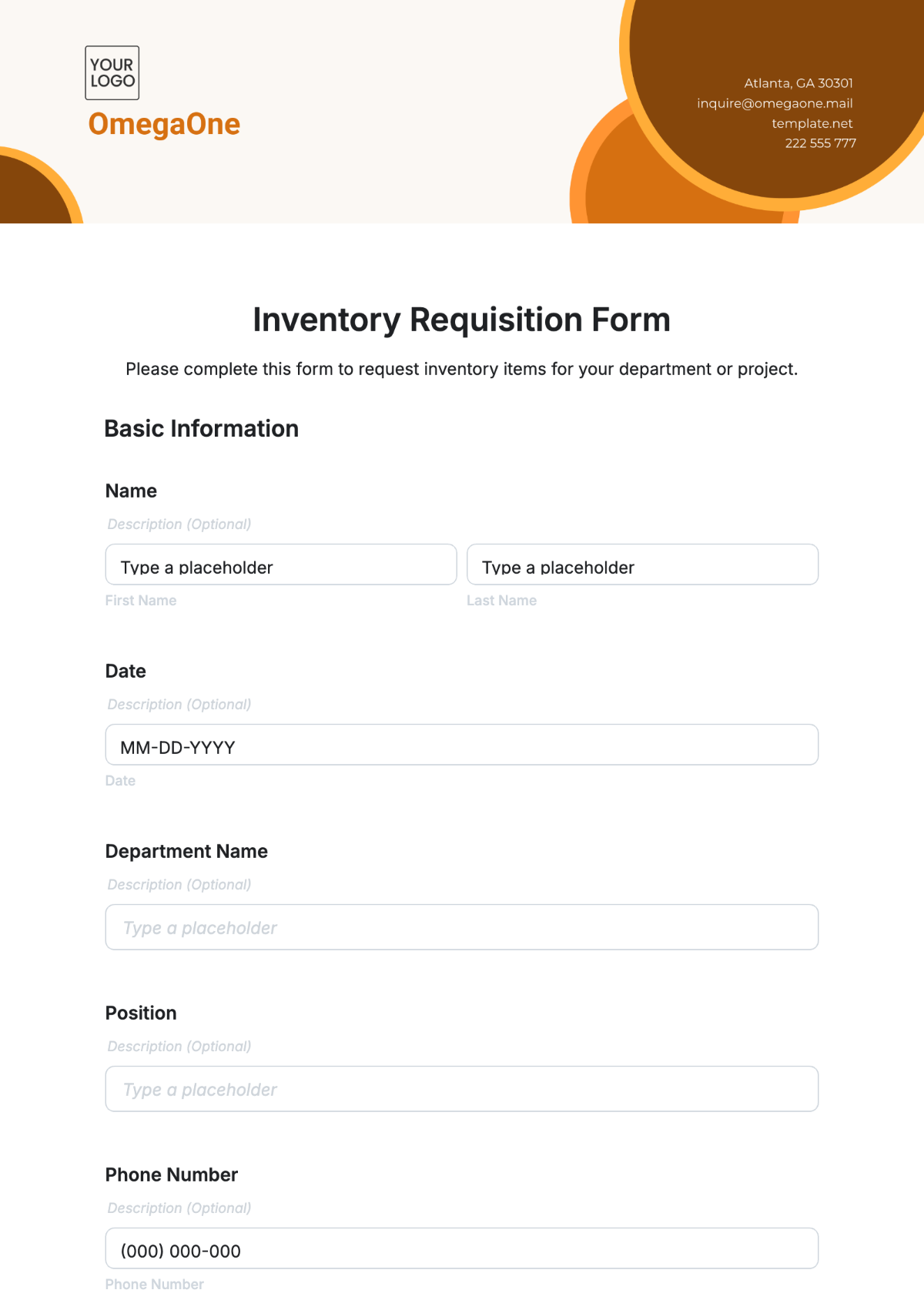 Inventory Requisition Form Template - Edit Online & Download