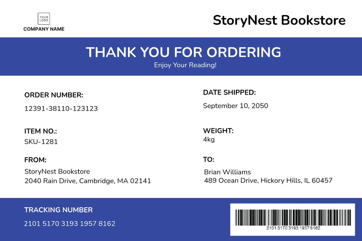 Free Bookstore Shipping Label Template