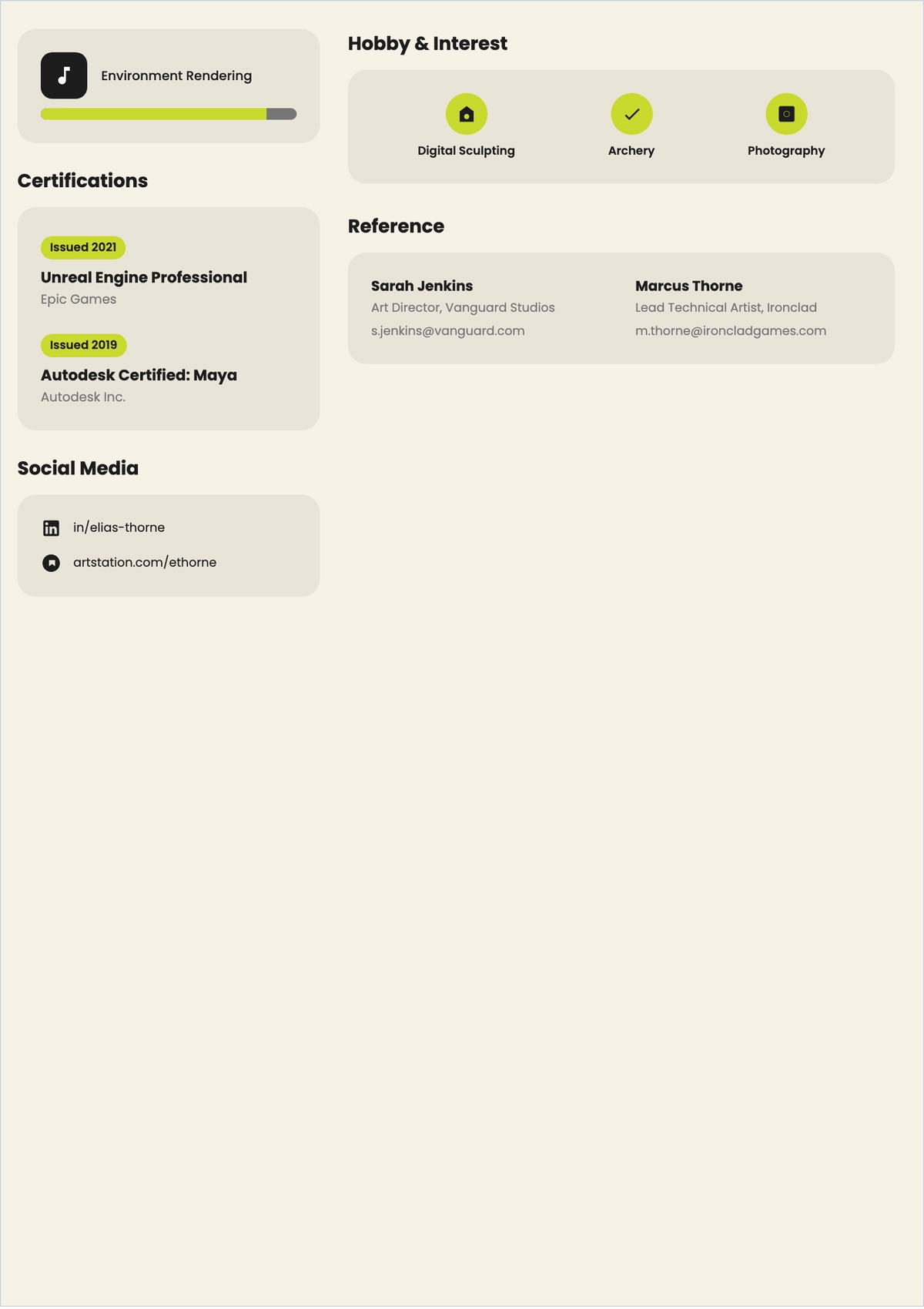 Free 3D Artist ATS Resume Template, AI Resume Builder