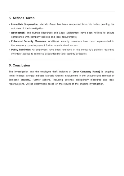 Free Employee Theft Incident Report Template to Edit Online