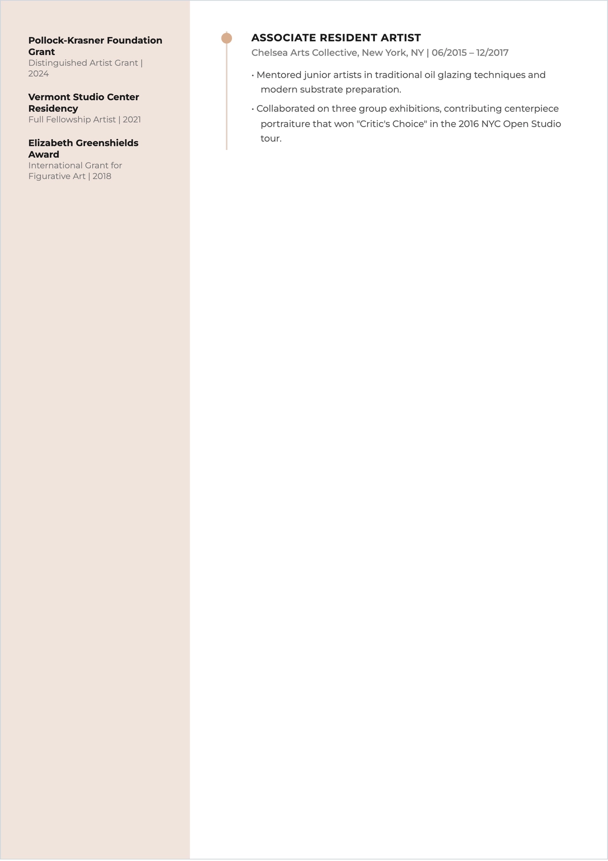 Free Painting Artist ATS Resume Template, AI Resume Builder