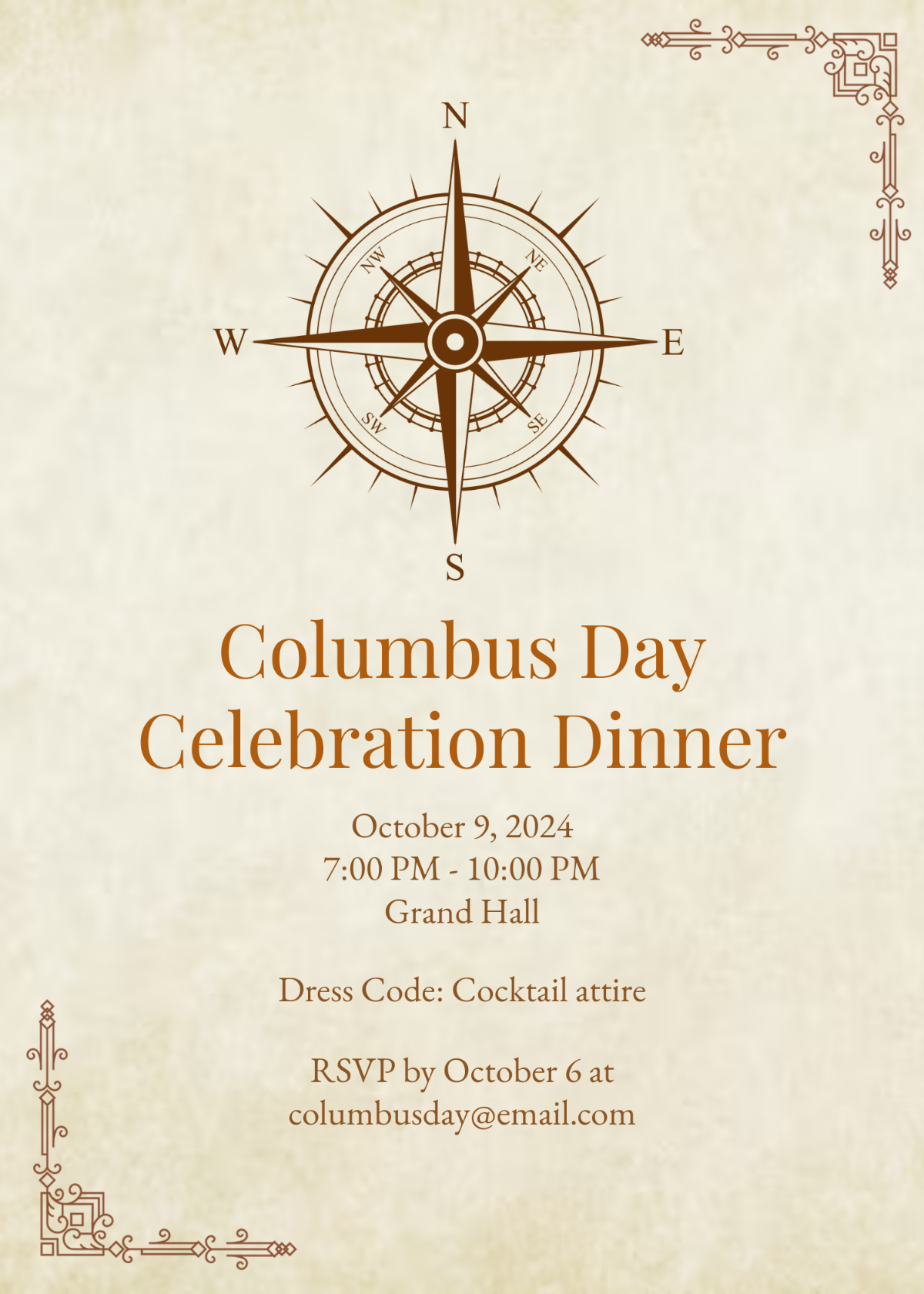 Elegant Columbus Day Invitation