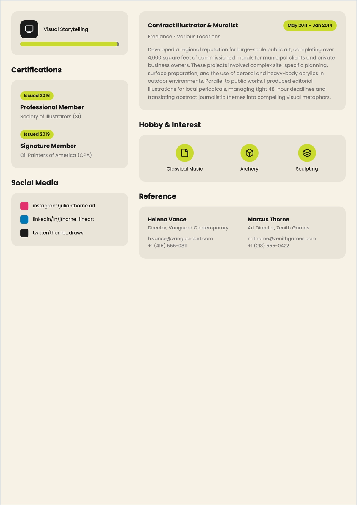 Free Self-taught Artist ATS Resume Template, AI Resume Builder