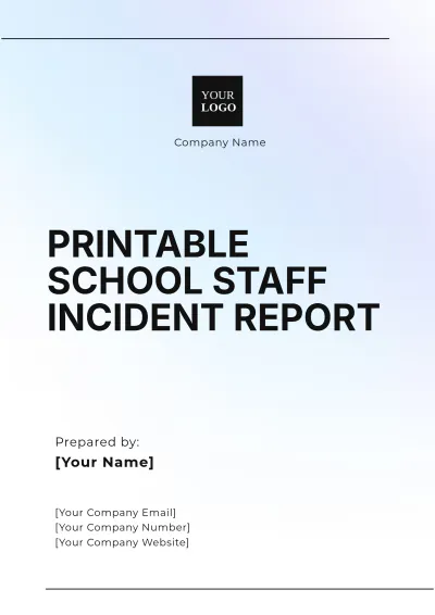 Free Printable School Staff Incident Report Template to Edit Online