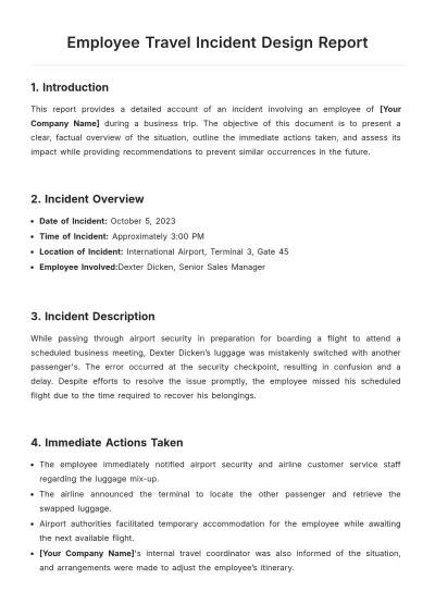 Free Employee Travel Incident Design Report Template to Edit Online