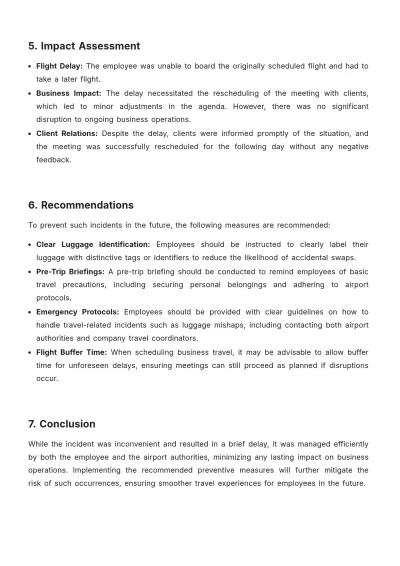 Free Employee Travel Incident Design Report Template to Edit Online
