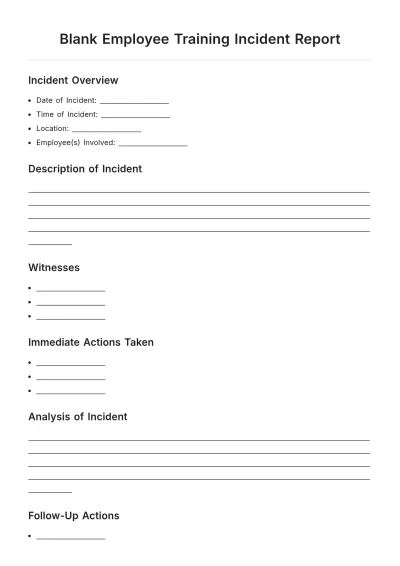 Free Blank Employee Training Incident Report Template to Edit Online