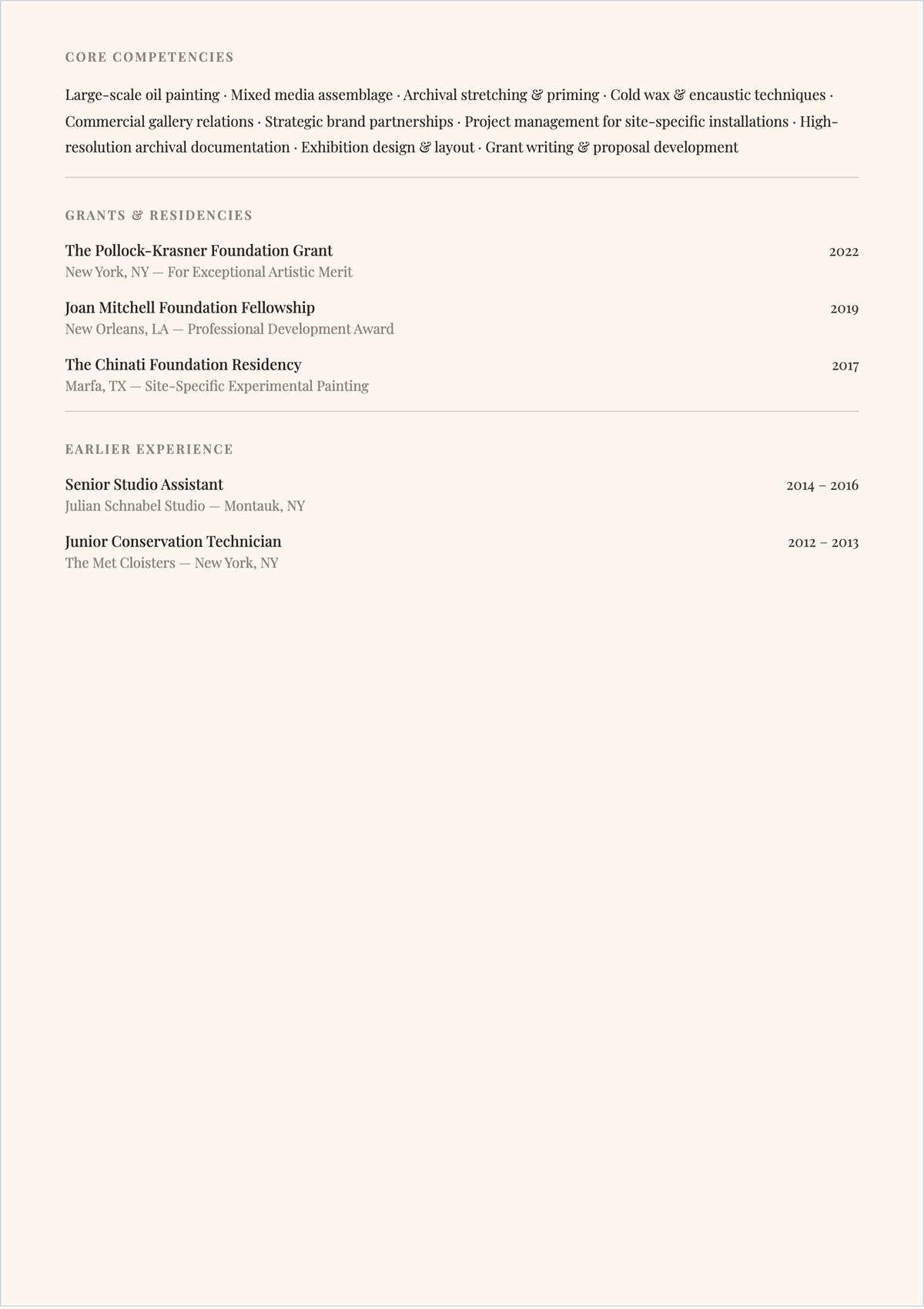 Free Art ATS Resume Outline Template, AI Resume Builder