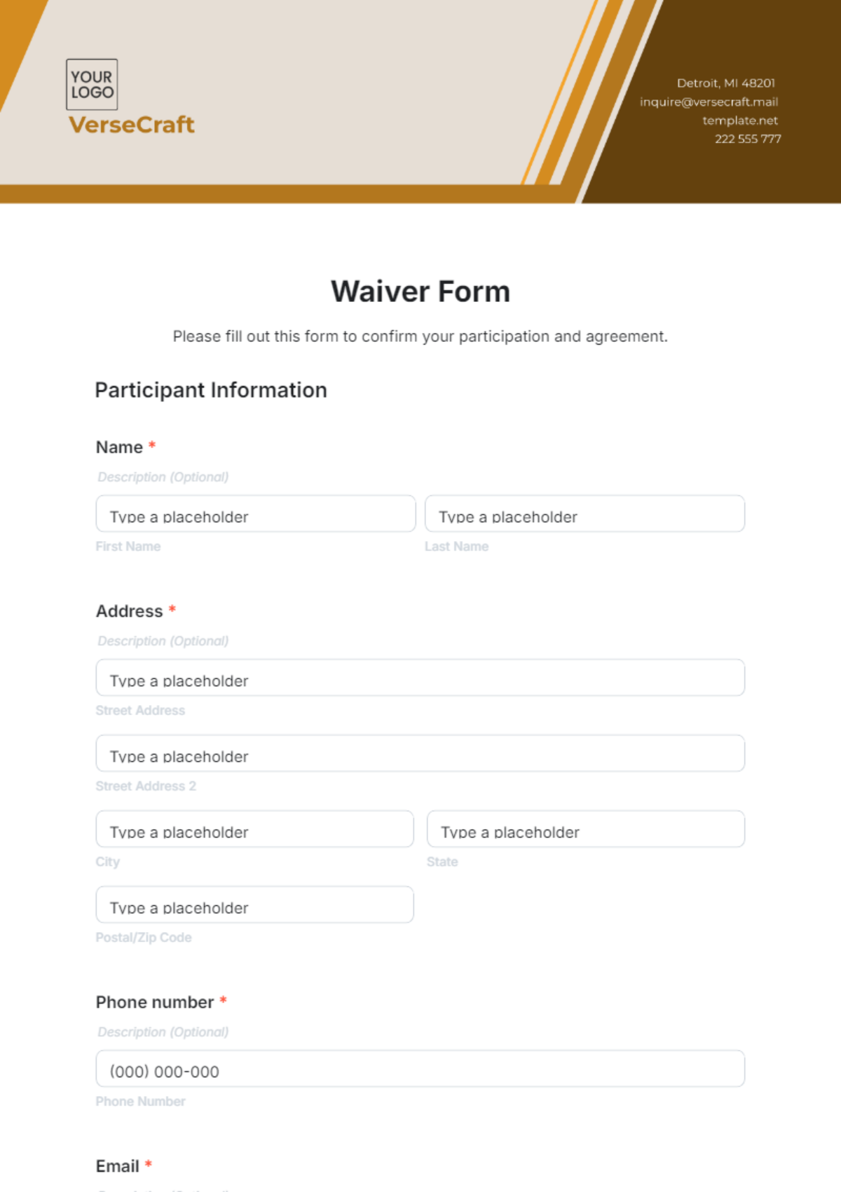 Free Food Waiver Template to Edit Online