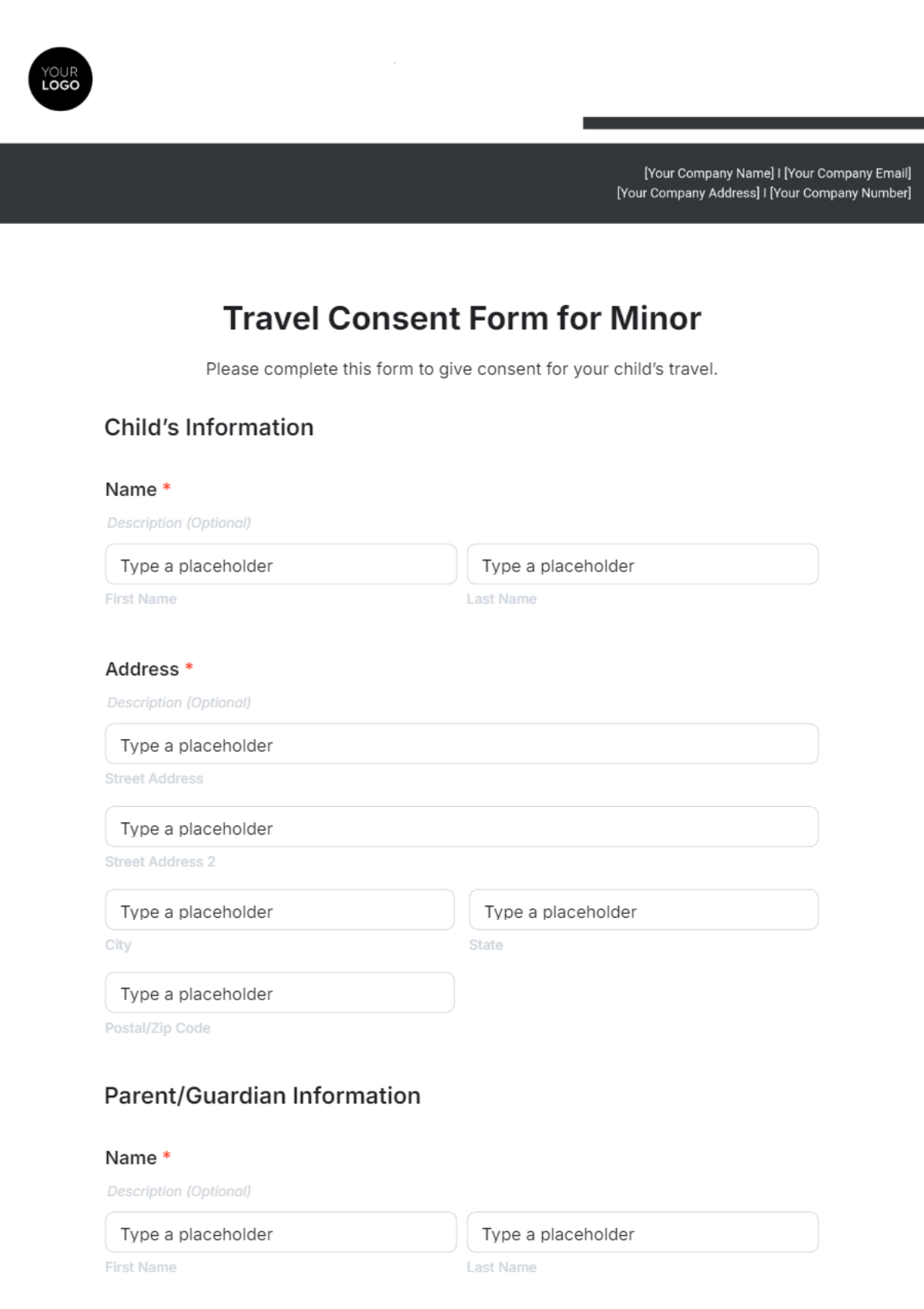 Travel Consent Form for Minor Template - Edit Online & Download