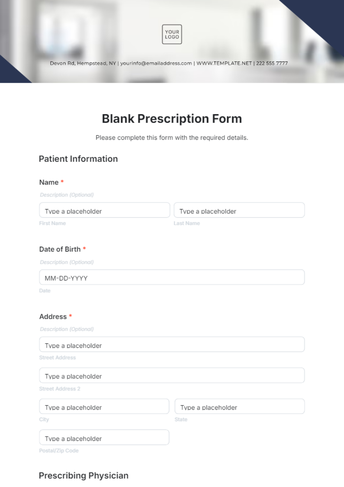 Blank Prescription Form Template - Edit Online & Download