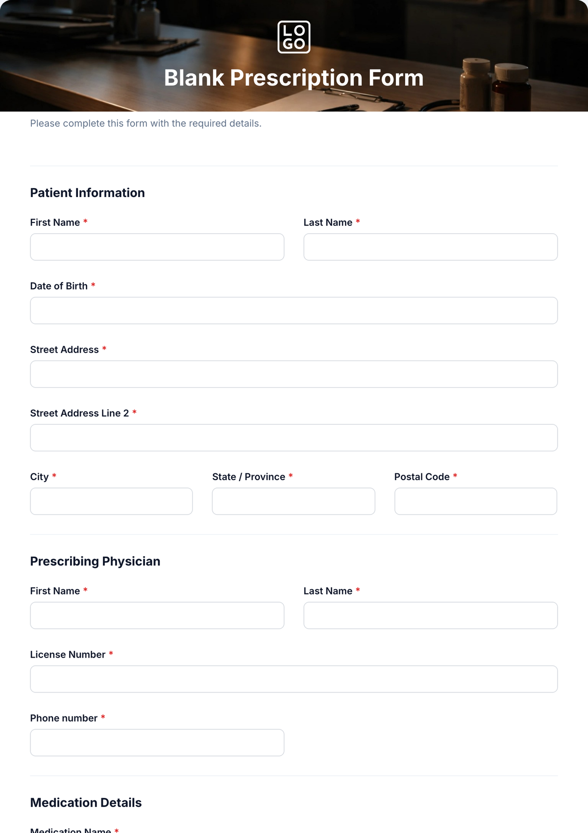 Free Blank Prescription Form Template To Edit Online