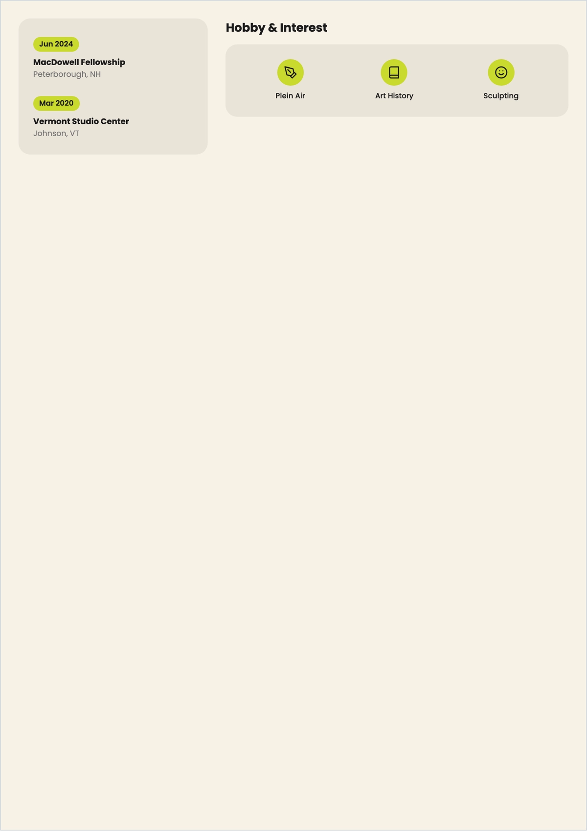 Free ATS Resume for Artist Sample Template, AI Resume Builder