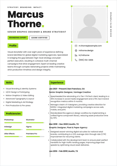 Free Designer ATS Resume Template, AI Resume Builder