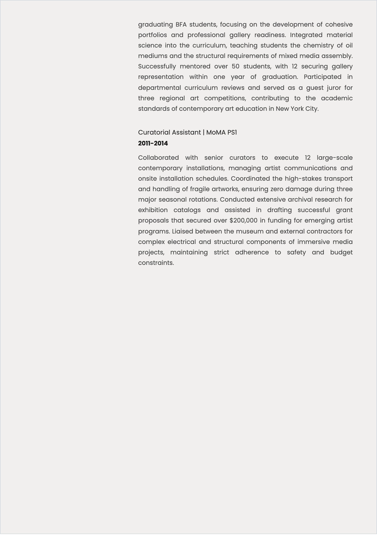 Free Artist ATS Resume for Gallery Template, AI Resume Builder