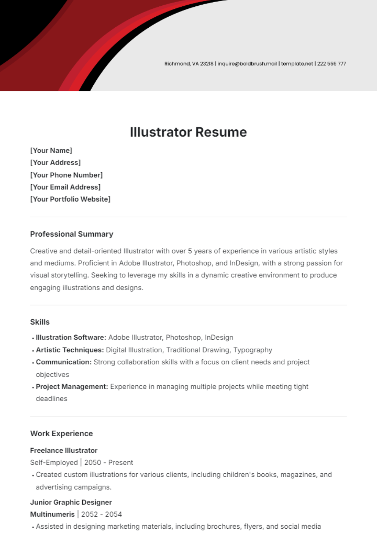 Illustrator Resume Template - Edit Online & Download