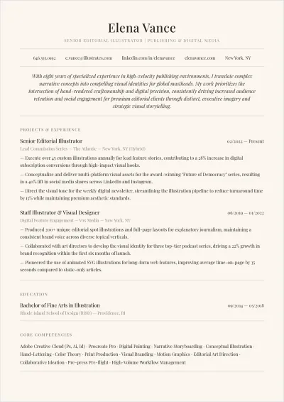 Free Illustrator ATS Resume Template, AI Resume Builder