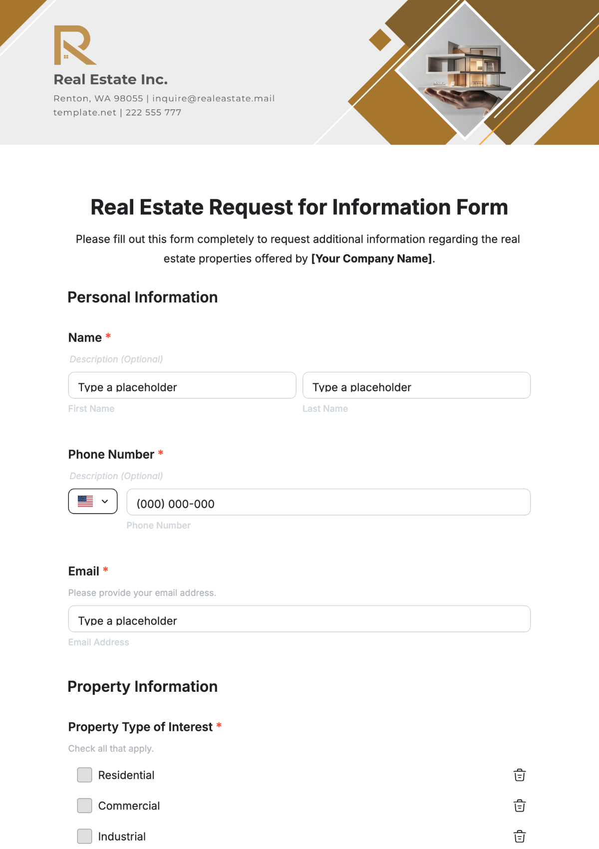 Real Estate Request for Information Form Template - Edit Online & Download