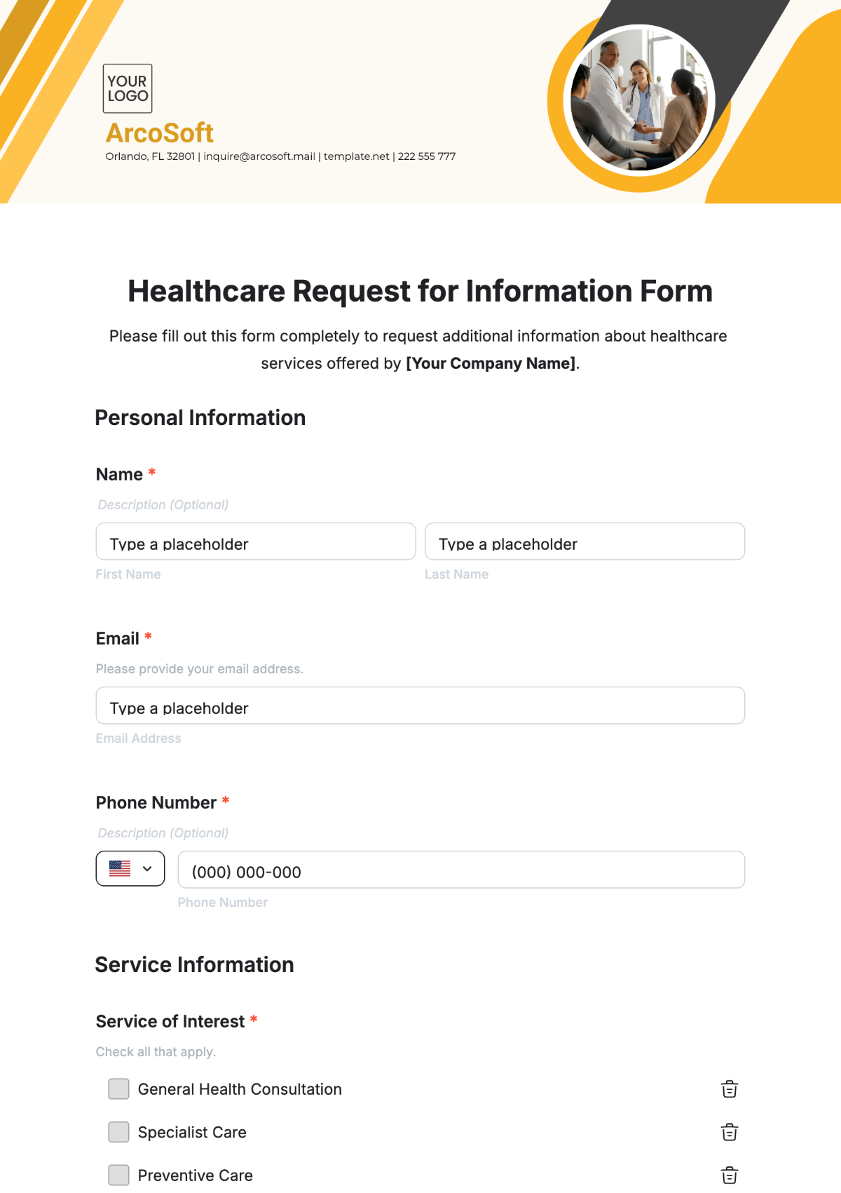 Healthcare Request for Information Form Template - Edit Online & Download