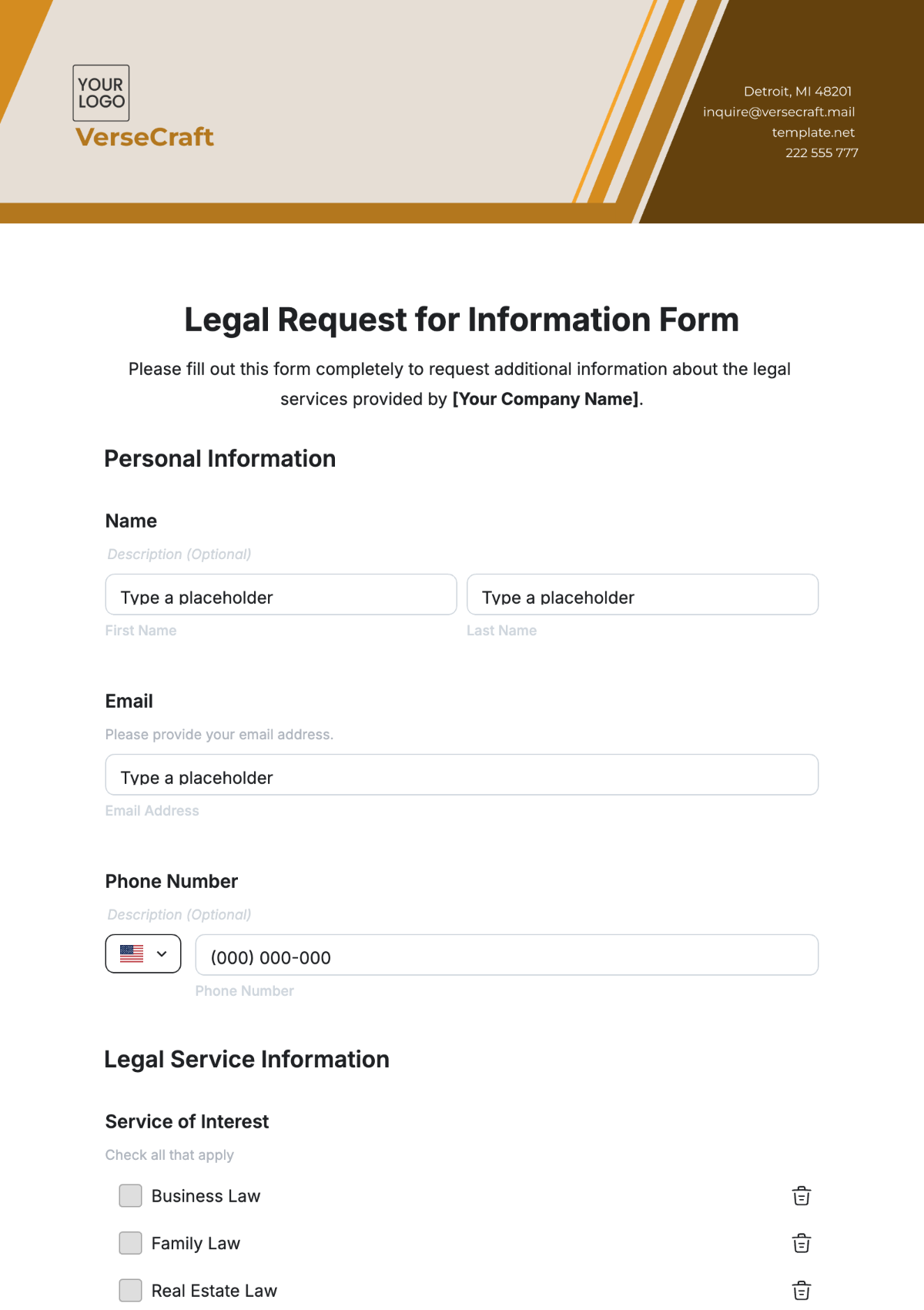 Legal Request for Information Form Template - Edit Online & Download