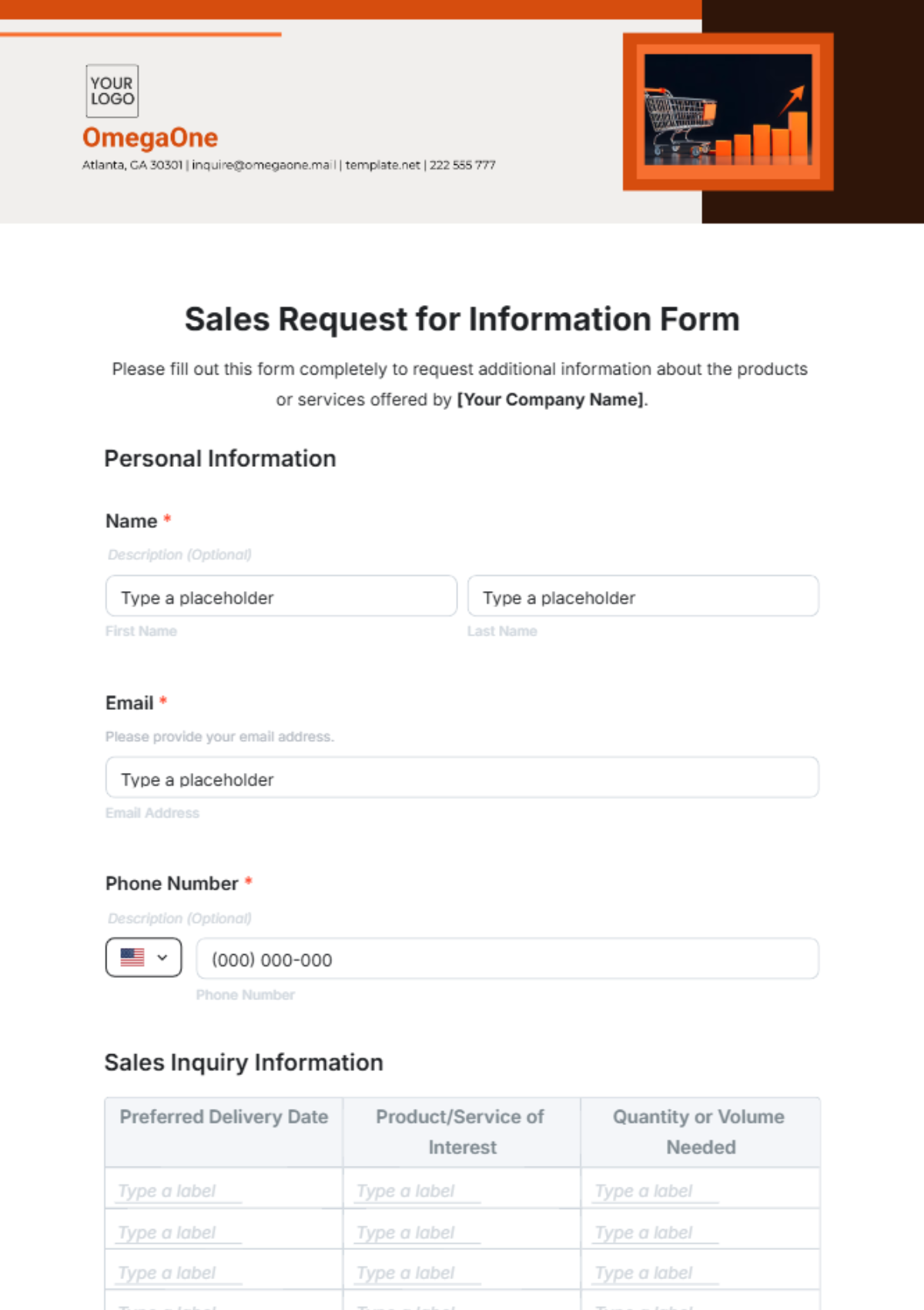 Sales Request for Information Form Template - Edit Online & Download