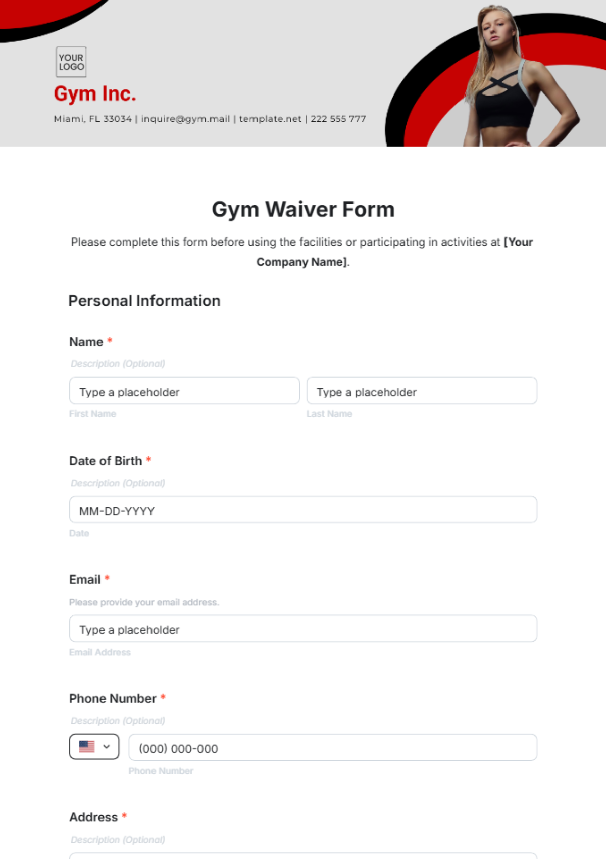 Free Gym Waiver Form Template