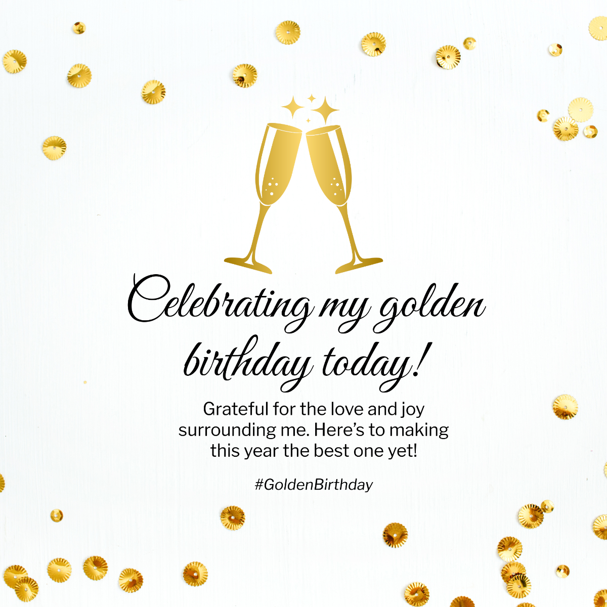 White and Golden Birthday Instagram Post Template - Edit Online & Download