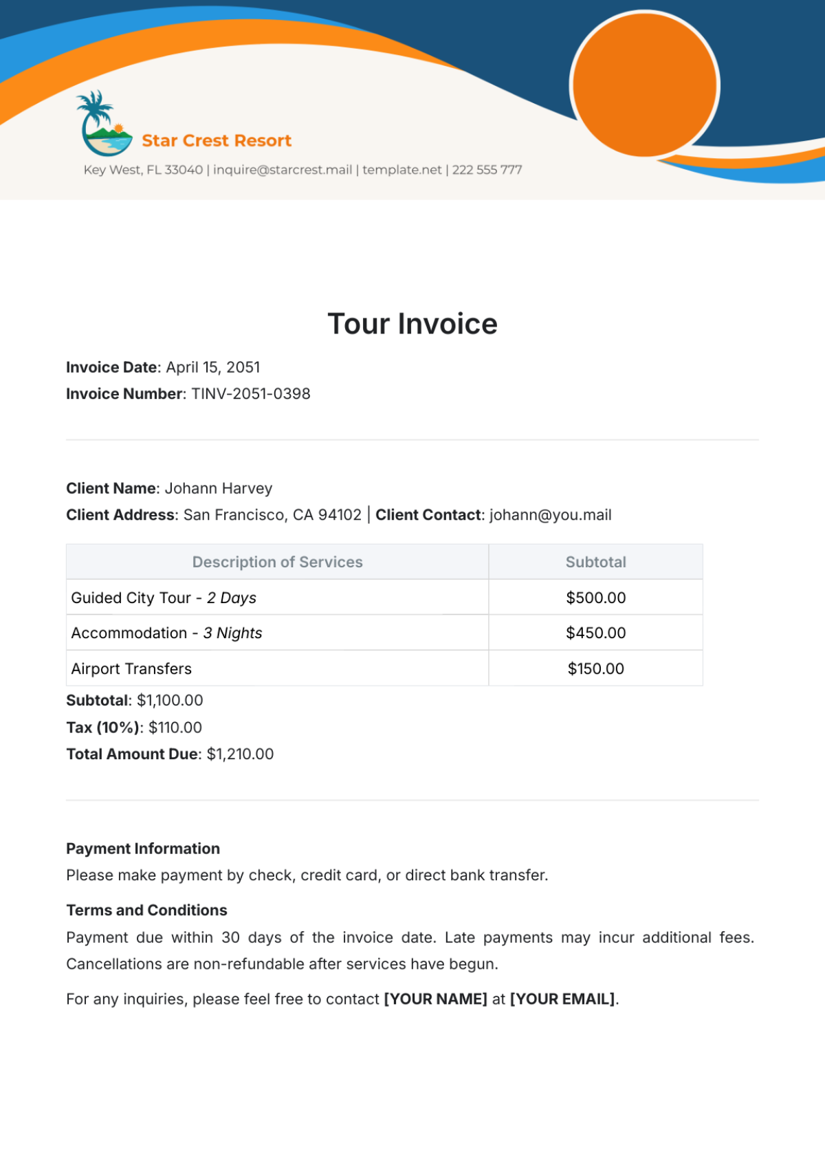 Tour Invoice Template