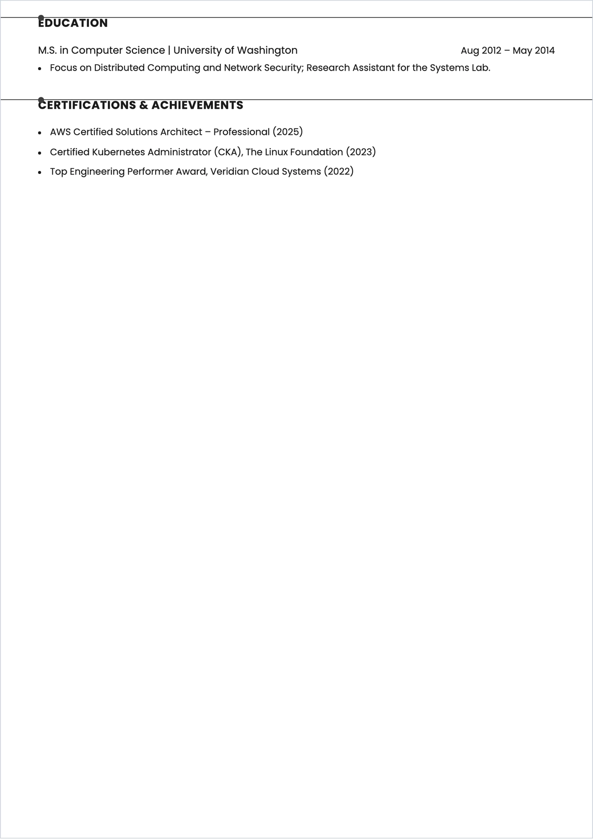 Free Technical Software Design Engineer ATS Resume Template