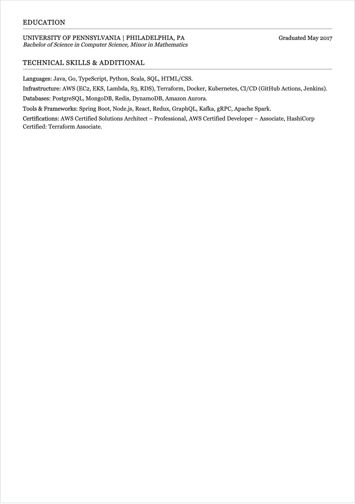 Free Professional Freelance Software Engineer ATS Resume Template